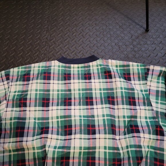 Vintage Men's Nylon Windbreaker by Izod, Plaid, Pullover V Neck, Lined, NOS, L - Picture 9 of 16